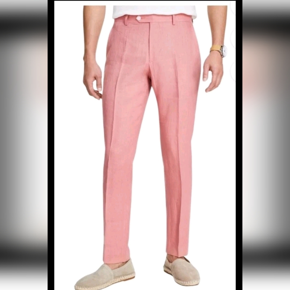 $125 Tommy Hilfiger Mens 100% Linen Dress Pants Sz 34x30 Modern Fit NWT